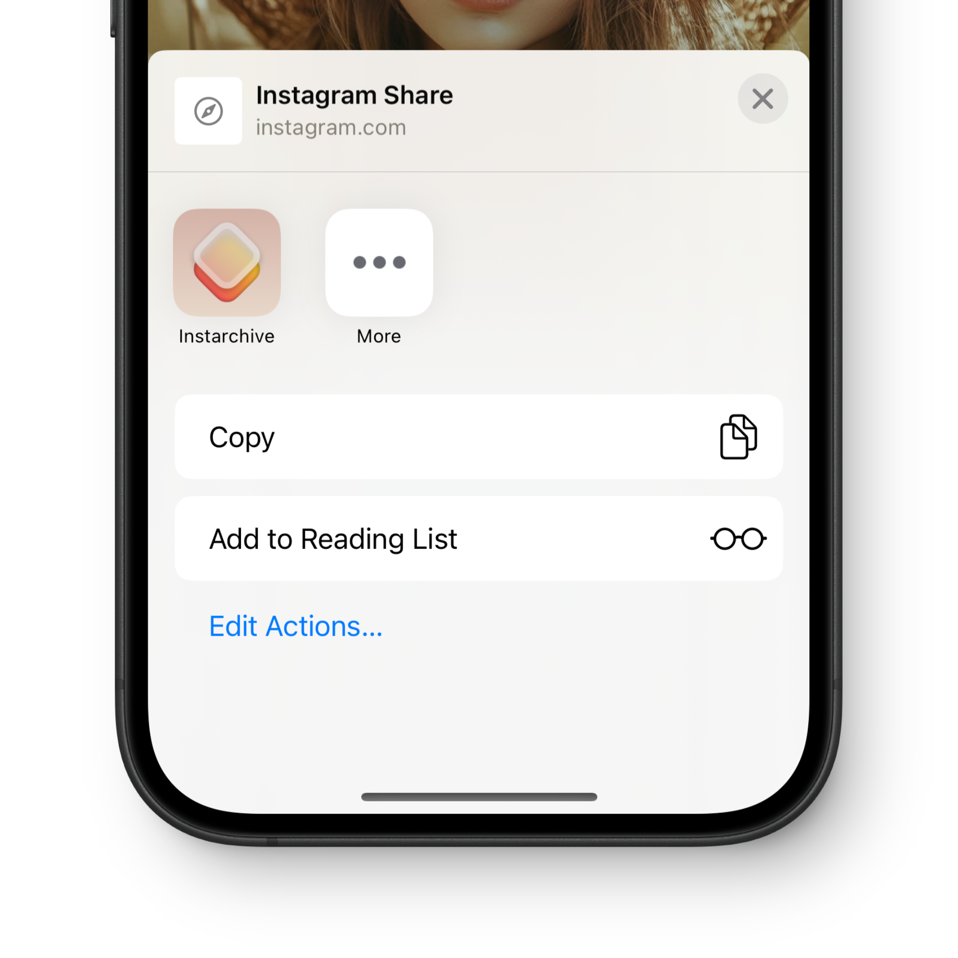 Instagram Share Sheet